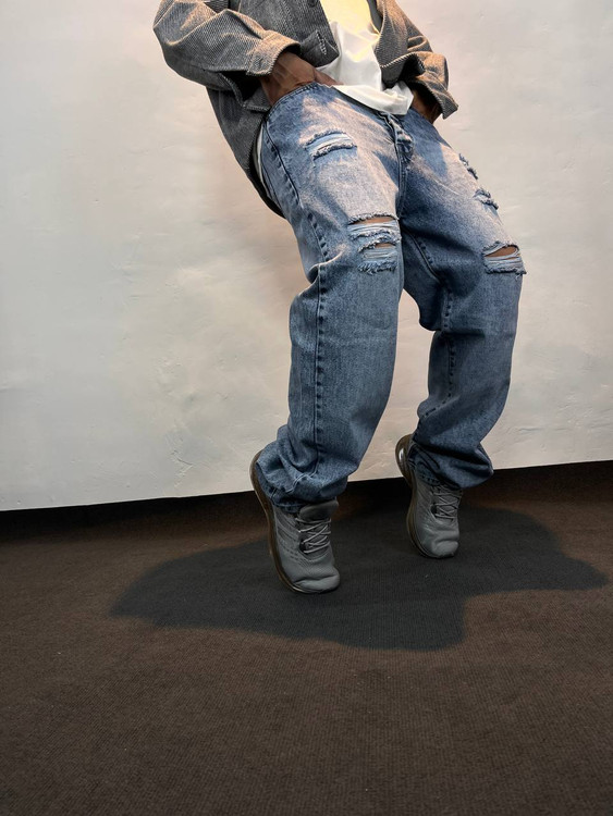 شلوار زاپ دار مردانه آبی روشن